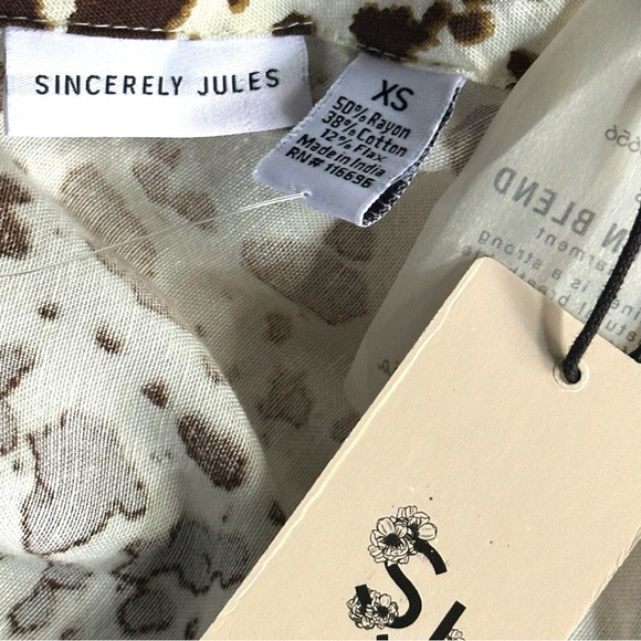 Sincerely Jules Brown and Cream Patterned Dress X Small - Picture 5 of 5